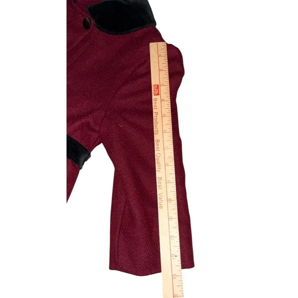 Vintage Freeway Fashions Girls Dress Coat Red Velvet Collar M Lined burgundy USA